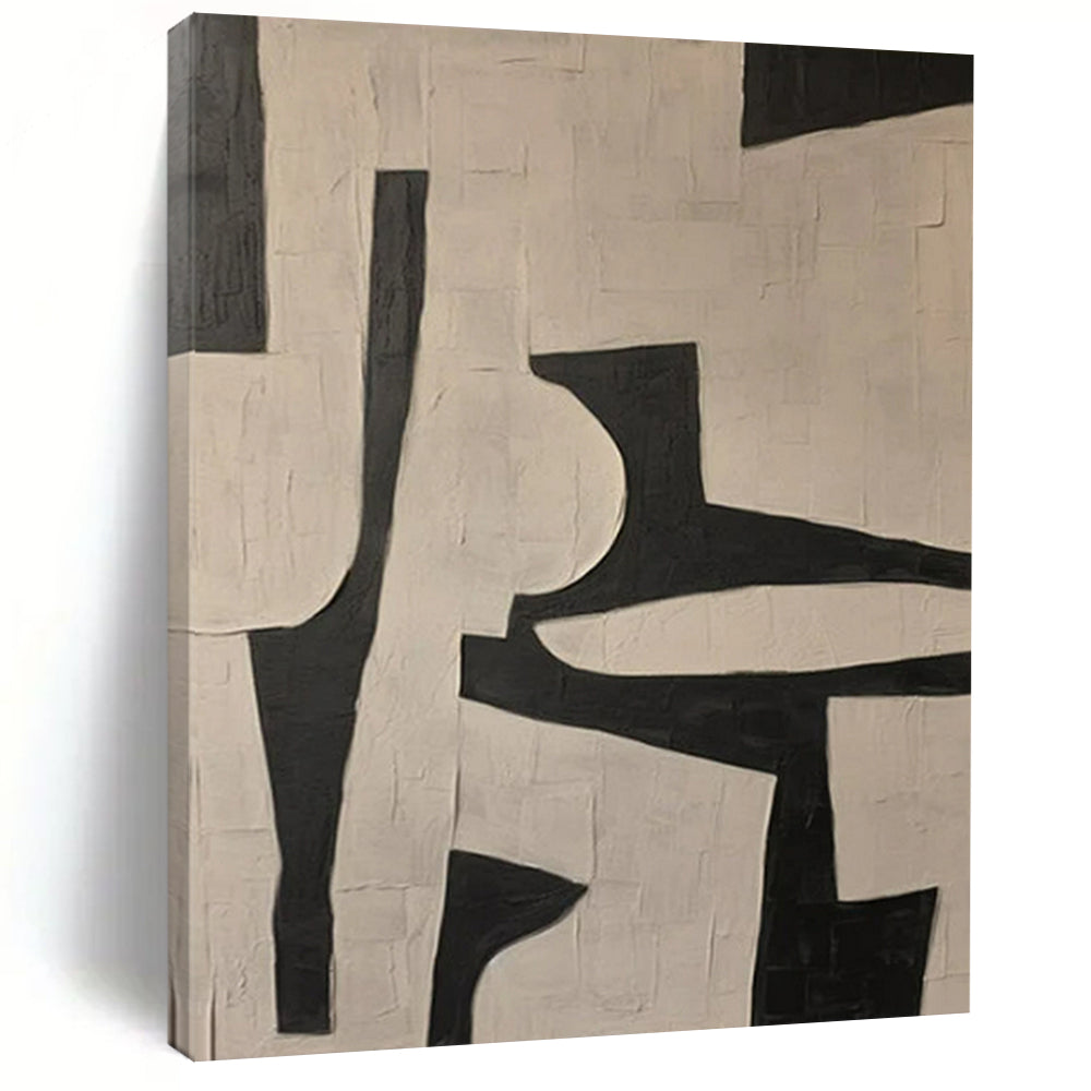 Black and White Geometric, "Monochrome Geometry" – Abstract Geometric Painting On Canvas PS0945