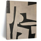 Black and White Geometric, "Monochrome Geometry" – Abstract Geometric Painting On Canvas PS0945