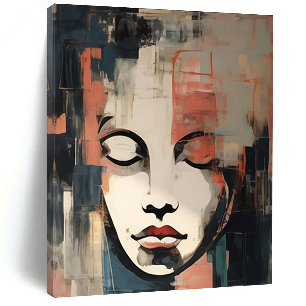 “Abstract Portrait” - Cubist - Inspired Facial Layers Painting On Canvas DS124