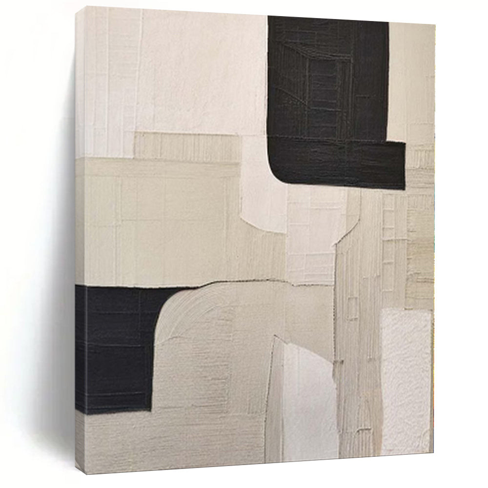 “Black - White Geometric Complex” - Architectural Abstract Painting On Canvas PS0148