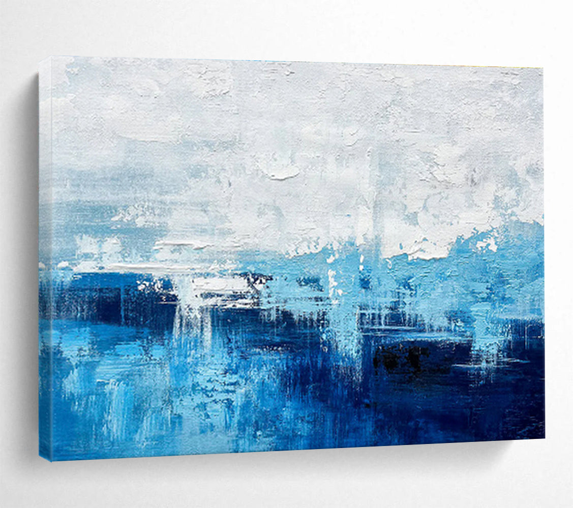 “Blue - White Abstract Seaside” Abstract Painting On Canvas DKS275