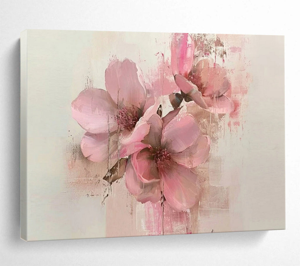 “Soft Pink Blossoms” - Impressionist Floral - Painting On Canvas PT1754