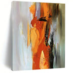 “Vibrant Orange Fusion” - Orange, Yellow, Gray Abstract Energetic Painting On Canvas PS0615