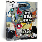 Colorful, Eclectic Shapes with Playful Patterns "Whimsical Mosaic" Abstract Painting On Canvas PS1172