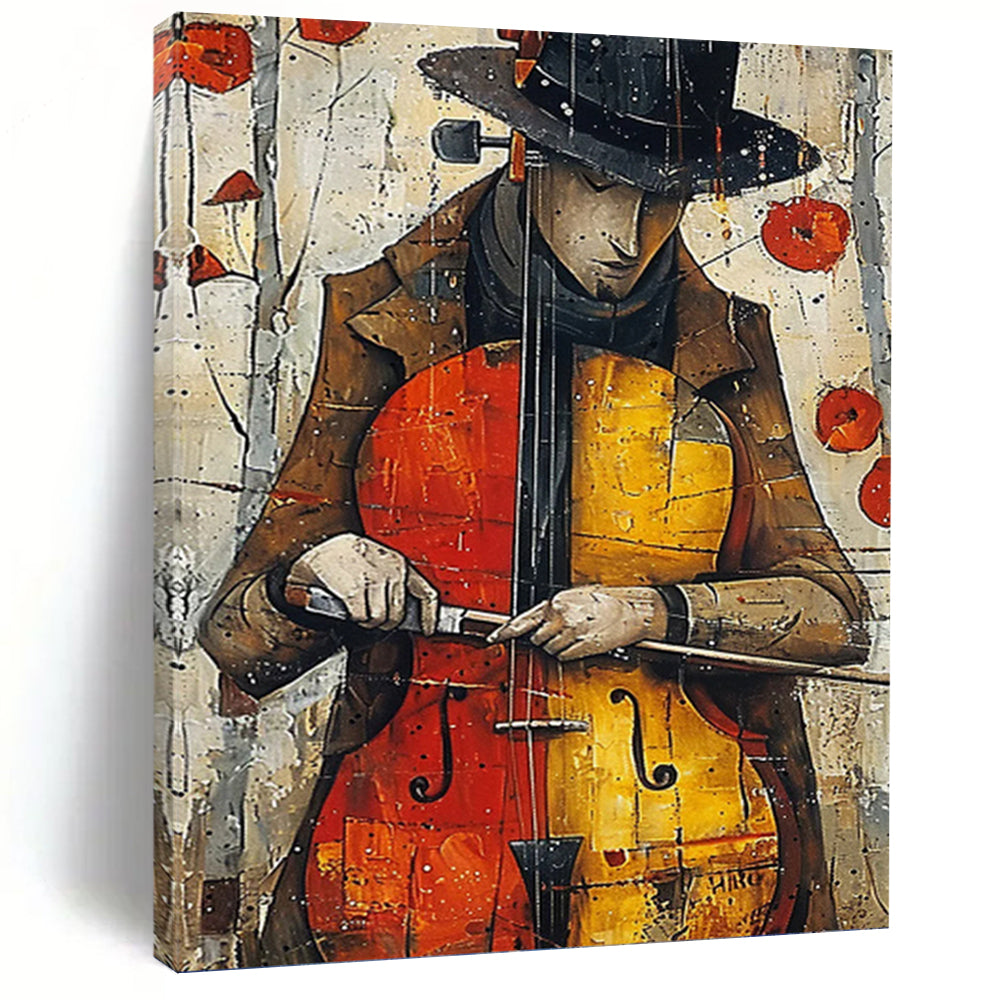 “Musician Portrait” - Stylized, Figurative Painting On Canvas PT1532