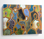 “Figurative Pattern Play” - Colorful Abstract Figures, Tribal - Inspired Painting On Canvas DKS716