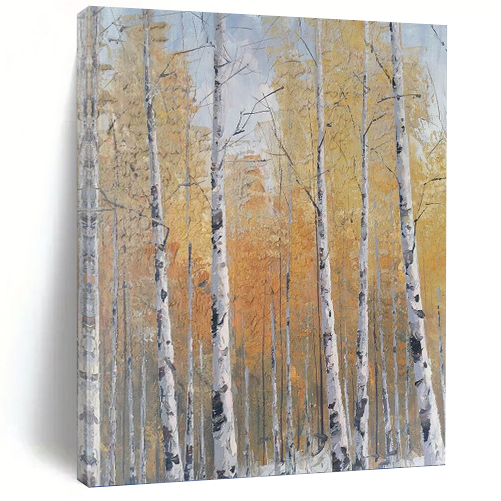 “Golden - White Birch Forest” - Impressionist Landscape Painting On Canvas PT1299
