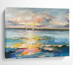 Sunset Sails Over Color - Drenched Sea Impressionist Maritime Painting On Canvas DKS115