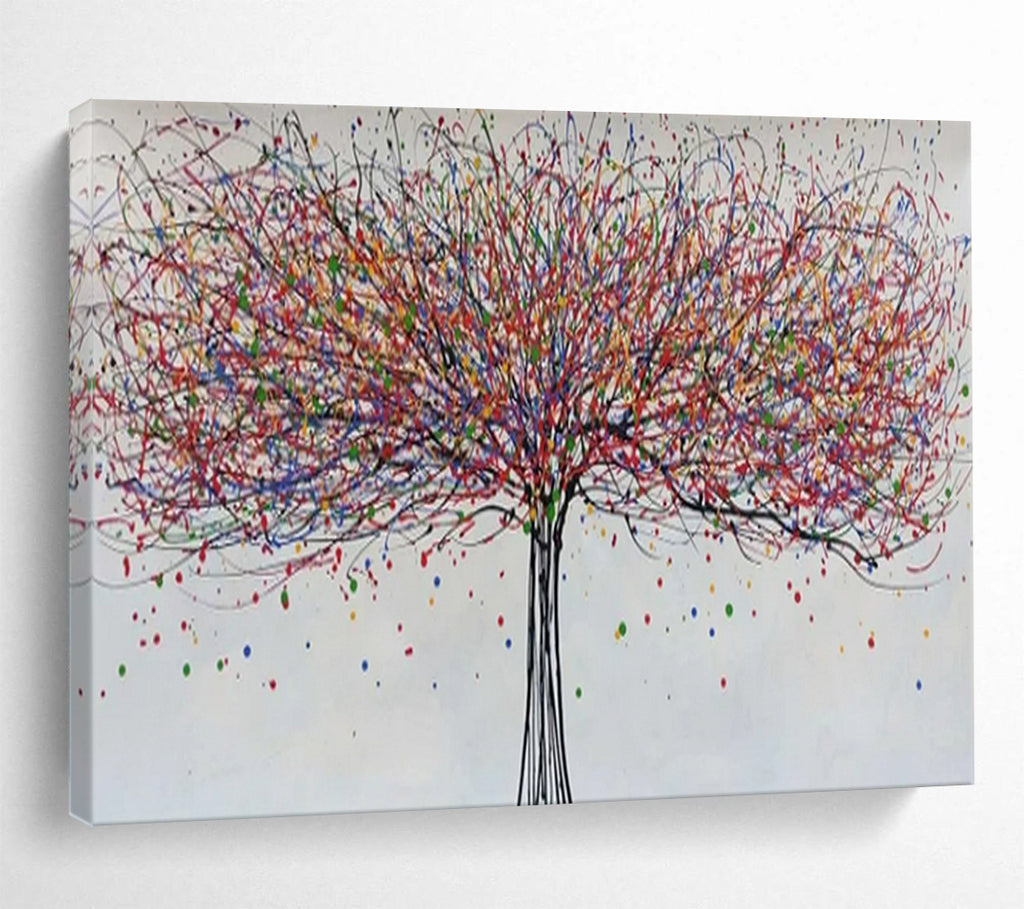 “Colorful Drizzle Tree” - Abstract Nature - Painting On Canvas PT1727