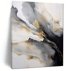 “Monochrome - Gold Abstract Fluid Swirls” - Abstract Painting On Canvas PT2066