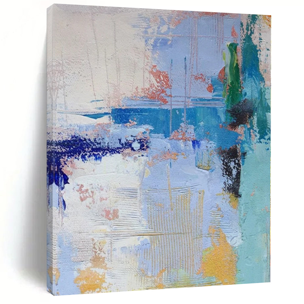 “Blue - Orange Abstract Fusion” - Vibrant Abstract Painting On Canvas PS0222