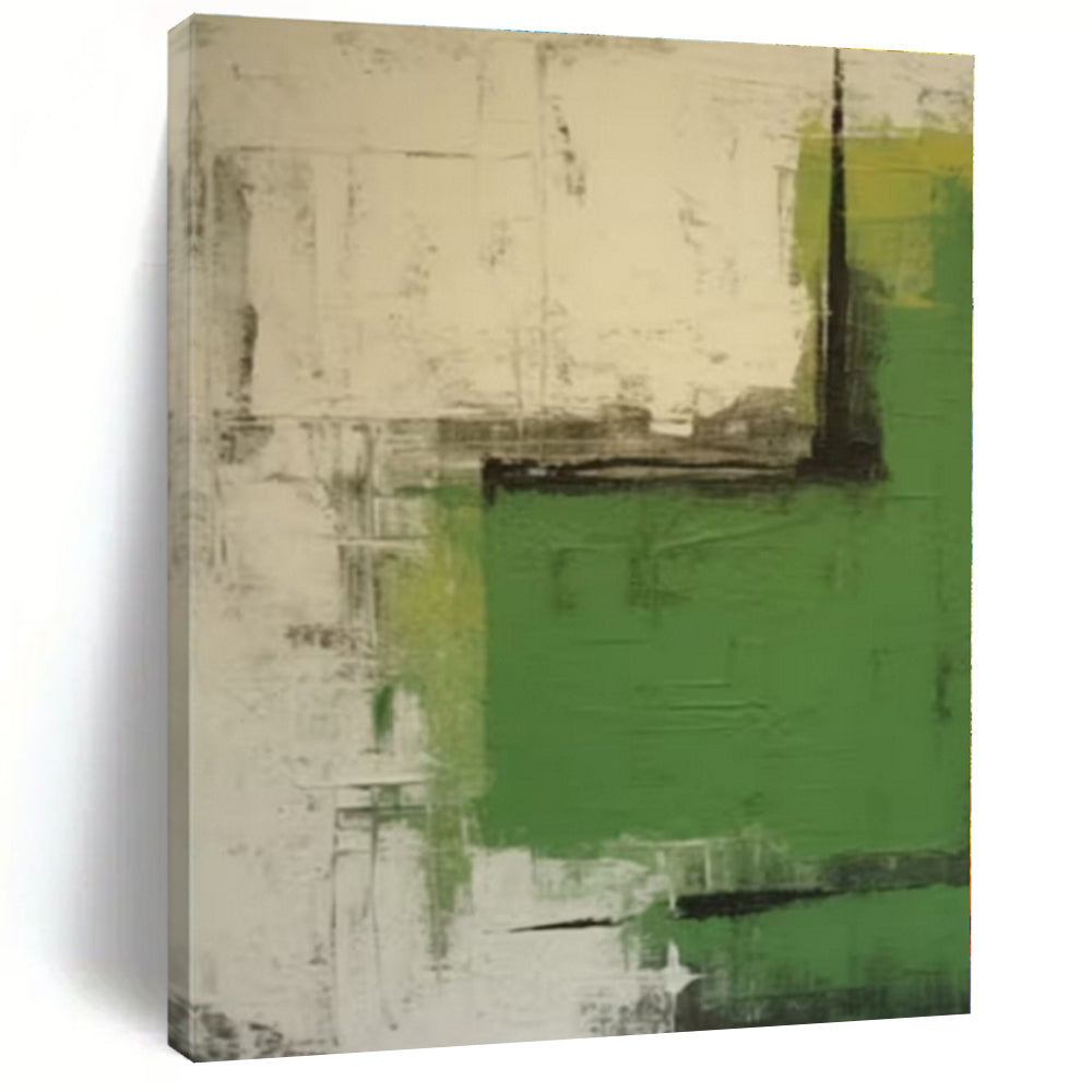 Green, Gray, Beige with Abstract Forms "Nature's Abstraction" Abstract Painting On Canvas PS1297