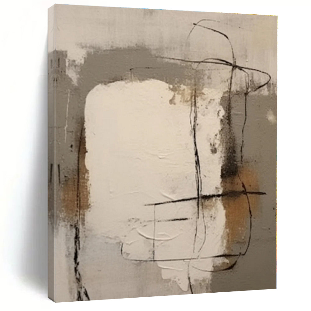 “Gray - Beige - Black Textured Abstraction” - Gray, Beige, Black Abstract Painting On Canvas PS0541