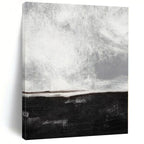 Black, White and Gray with Textured Divide "Midnight Calm" Abstract Painting On Canvas PS1154