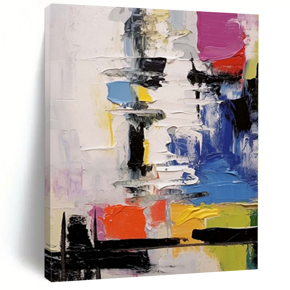 “Playful Color Blocks in Abstract Harmony” - Modern Abstract Painting On Canvas PS0239