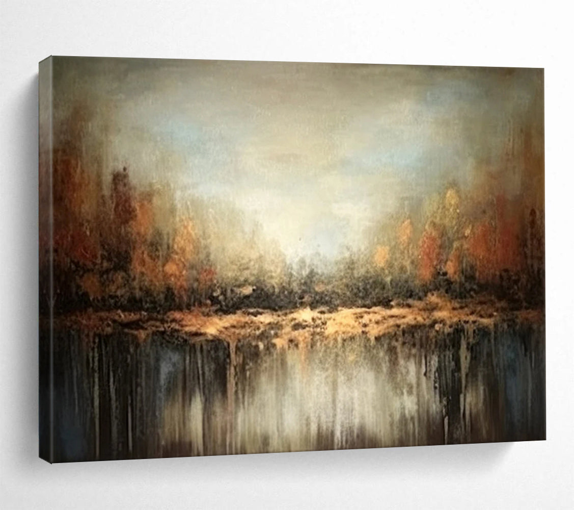 “Misty Forest Reflection” - Atmospheric Landscape Painting On Canvas PT060