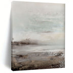 “Muted Coastal Haze” - Soft Gray - Blue Seascapes Painting On Canvas DS153