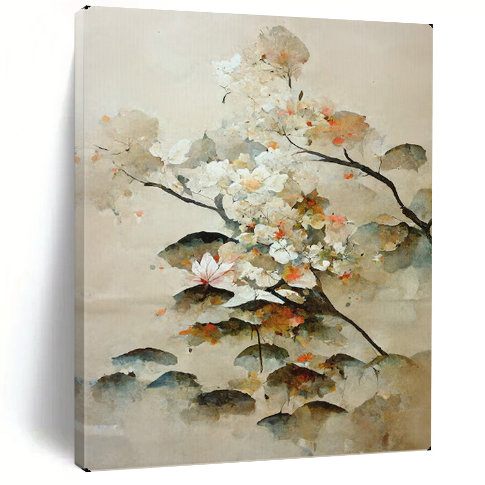 Ethereal Blooms Soft - Hued Floral Watercolor, Painting On Canvas PT2154