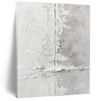White and Gray Textured, "Cracked Serenity" – Textured Abstract Painting On Canvas PS1016