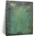 “Teal - Green Textured Patina” - Teal, Green, Brown Abstract Textured Painting On Canvas PS0641