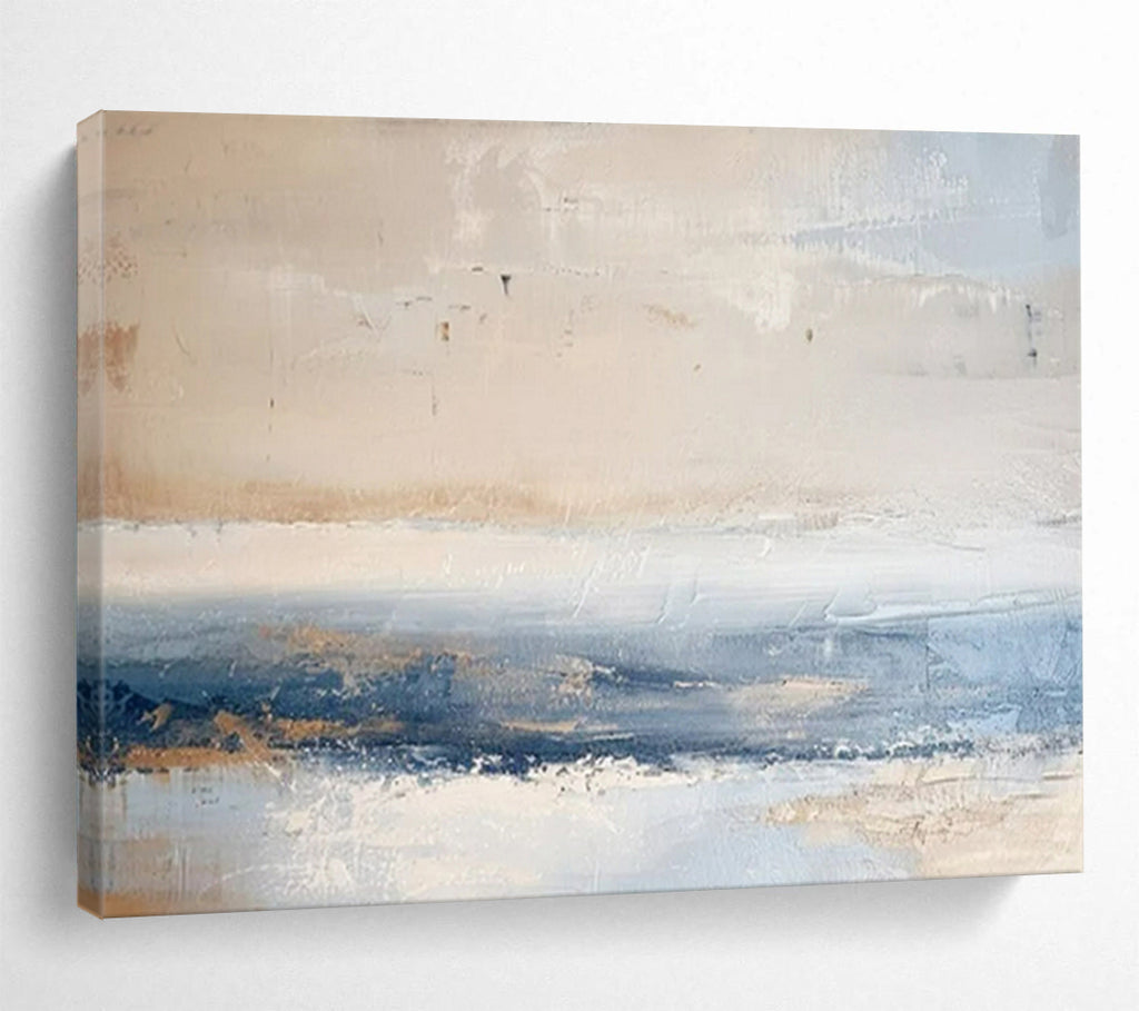 “Beige - Blue Abstract Horizon” - Abstract Landscape - Painting On Canvas PT1730