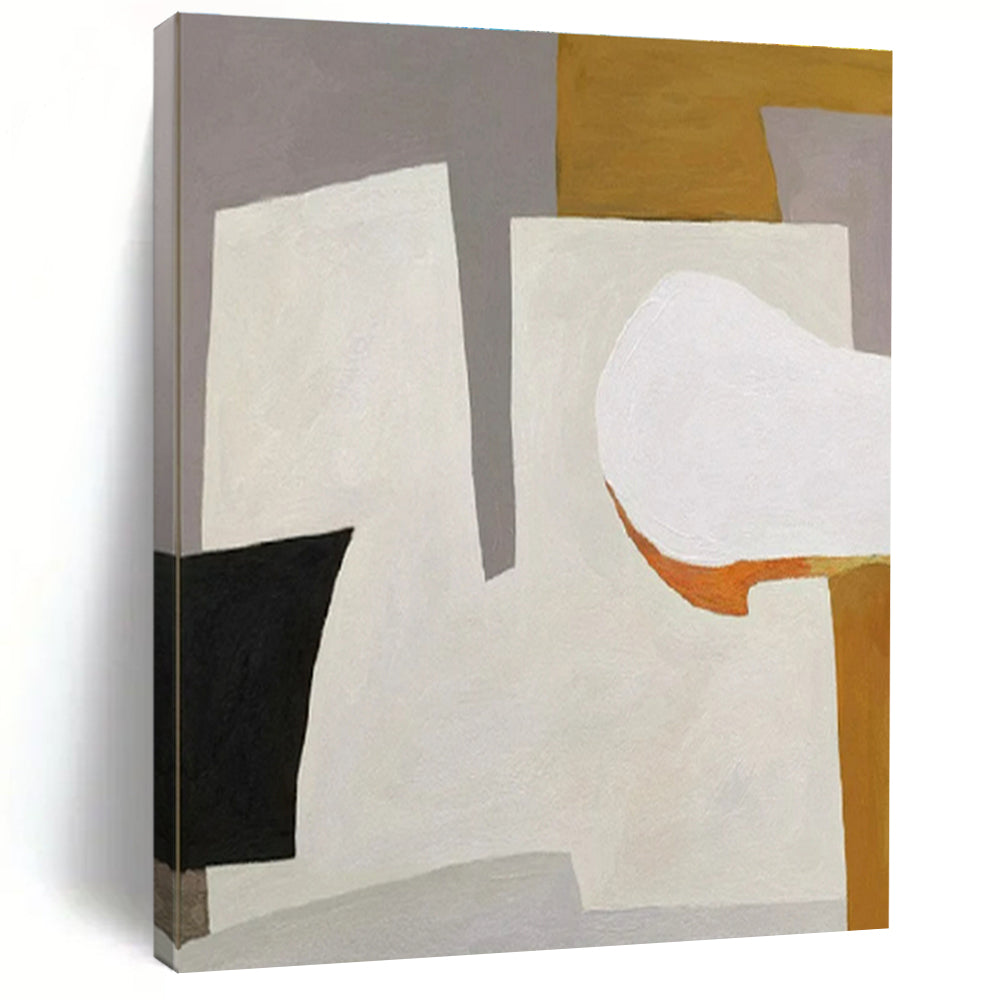 “Pastel Geometric Mix” - Gray, White, Orange, Purple Abstract Geometric Painting On Canvas PS0655