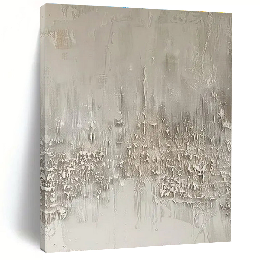 Gray Textured Minimalist "Concrete Silence" Painting On Canvas PS0856