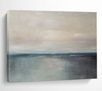 “Soft Coastal Horizon in Neutrals and Blues” - Minimalist Seascape Oil Painting On Canvas PT028