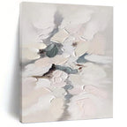 “White - Grey Abstract Blossoms” - Impasto Abstract Painting On Canvas PT1174