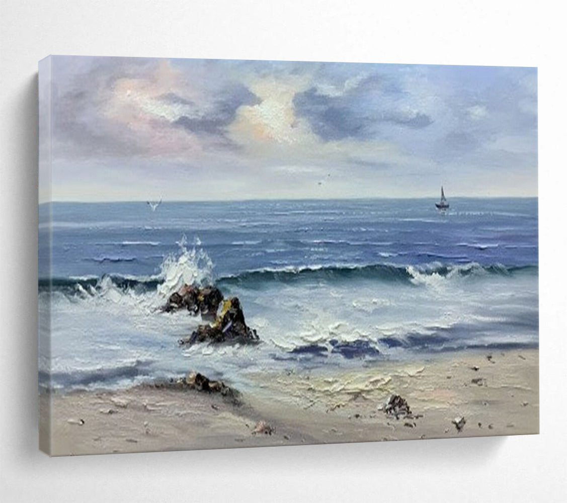 “Seascape with Rocks” - Realistic Coastal Painting On Canvas PT190