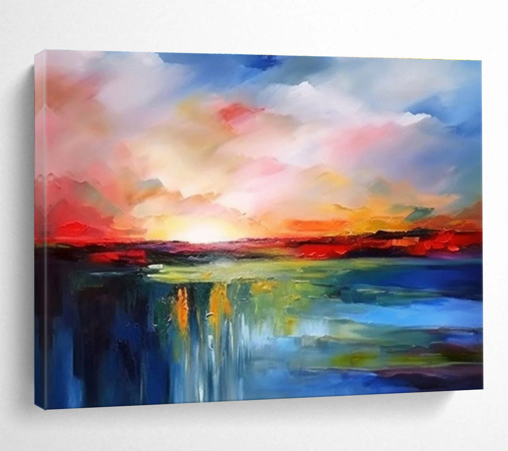 Vibrant Sunset Landscape Impressionist Landscape Painting On Canvas DKS157