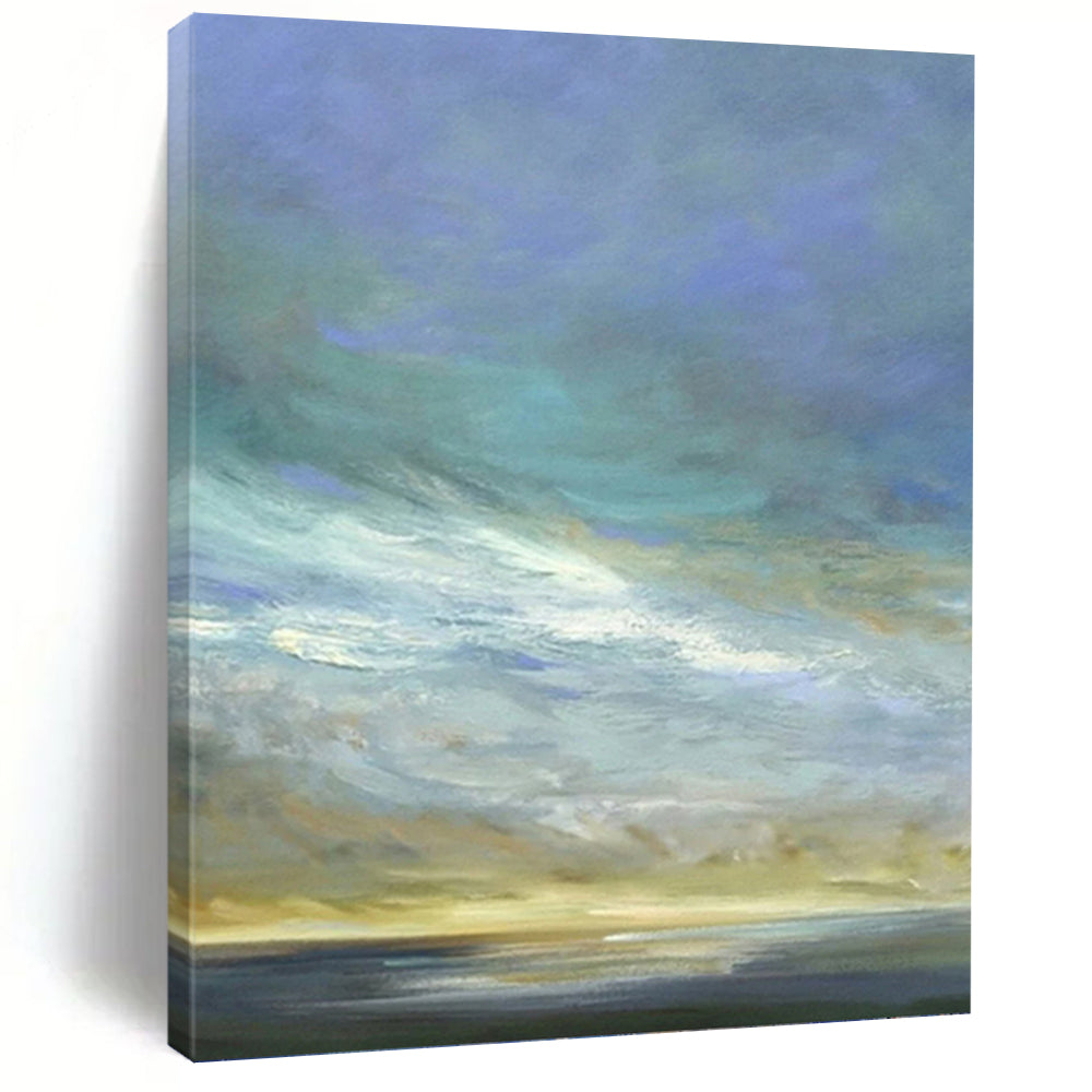 “Sky and Sea Variation: Soothing Impressionistic Art” - Calming Coastal Art On Canvas PT0954