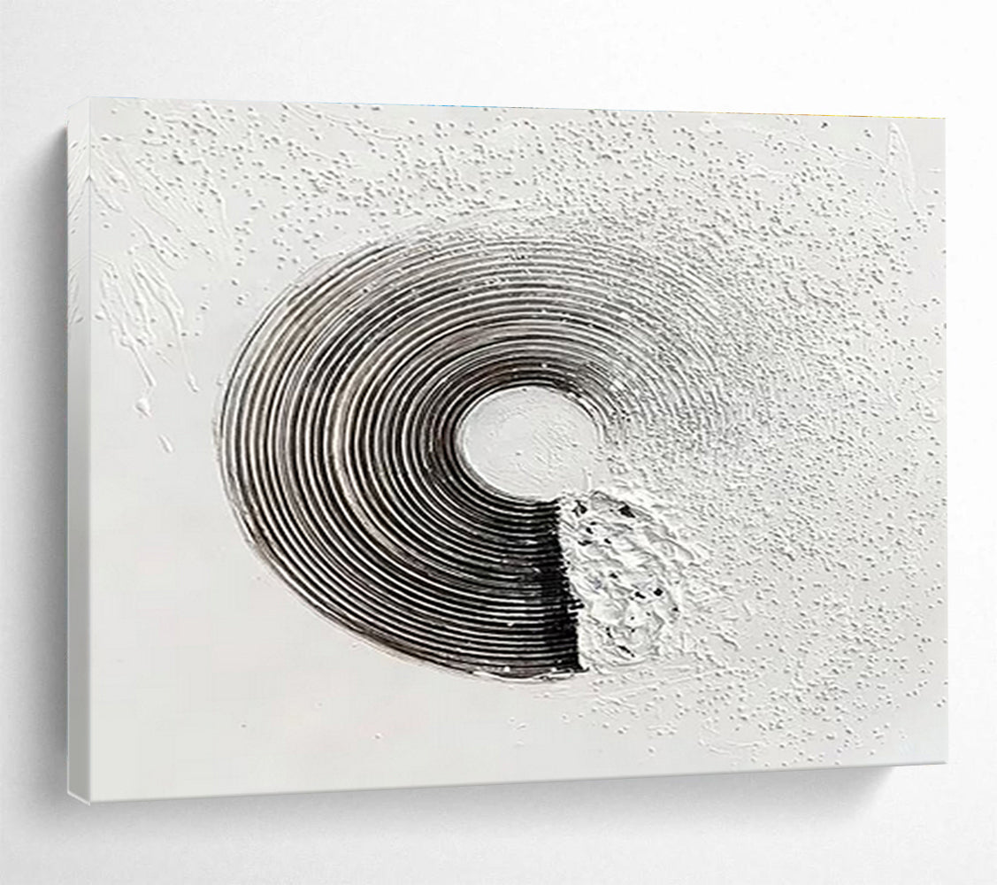 Black & White Groove: Monochromatic Abstract Textured Painting for Minimalist Studio & Music - Lovers’ Den DKS645