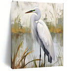 White Egret in Soft Hues, Realism with Sargent's Touch, Wildlife Painting On Canvas PT2127