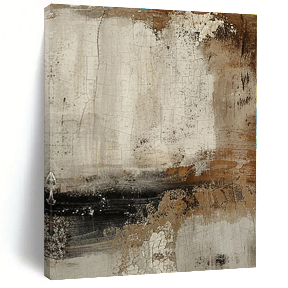 “Beige - Brown Textured Abstraction” - Beige, Brown Abstract Textured Painting On Canvas PS0551