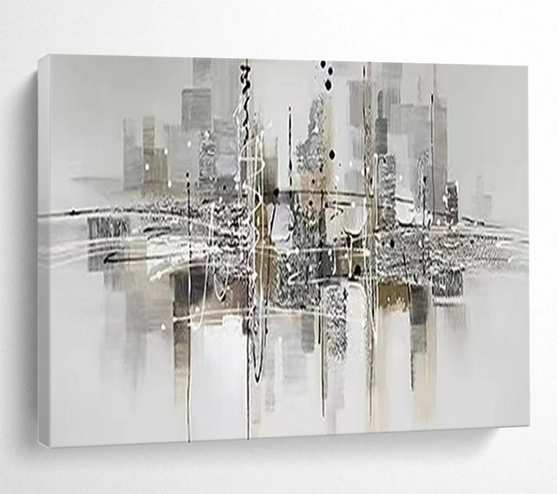 “Monochrome Cityscape” - Abstract - Urban Painting On Canvas PT1551