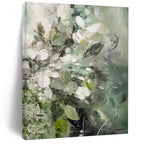 “Green - White Floral Blend” - Soft Floral Abstract Painting On Canvas PT1086