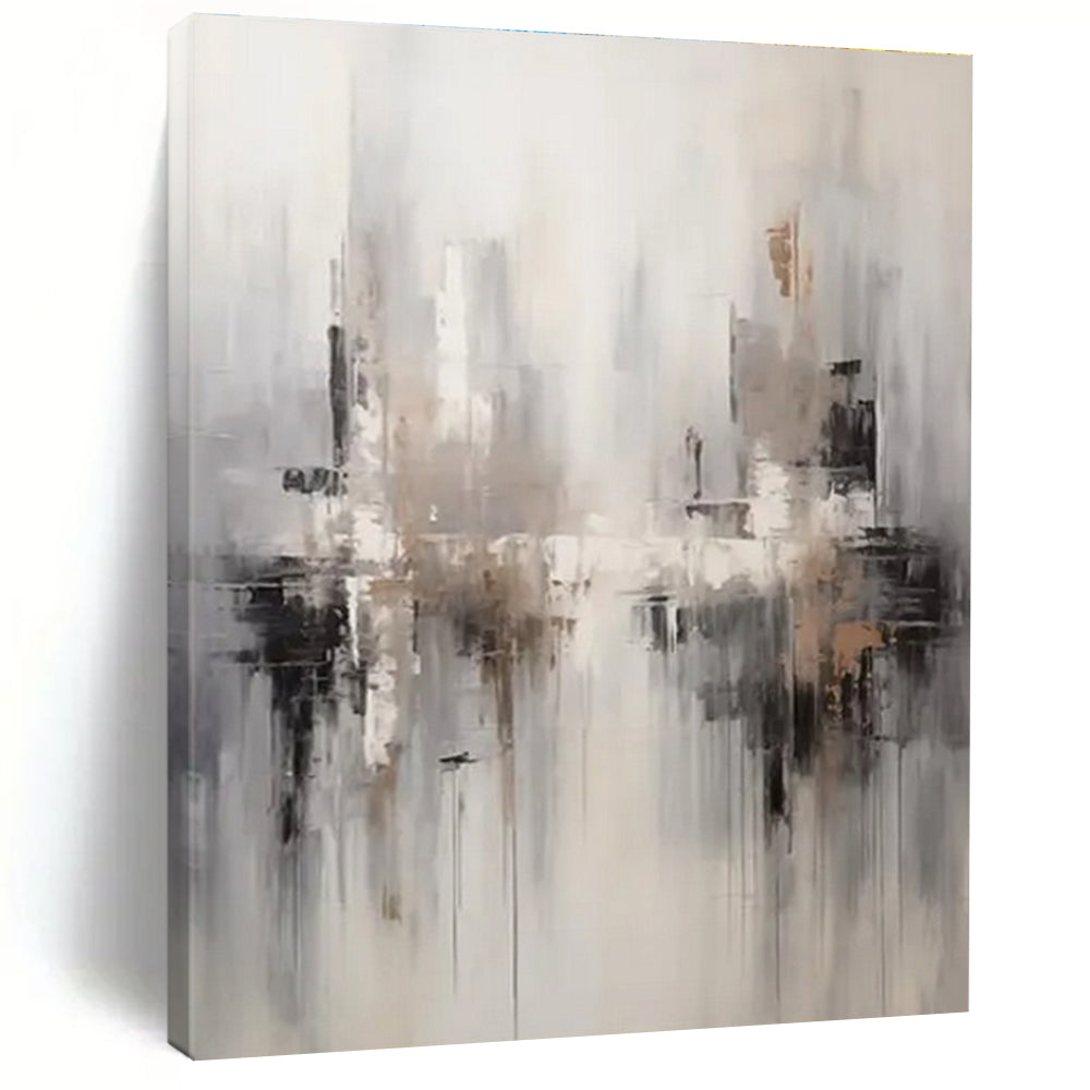 Grey & Beige Abstract Cityscape Painting On Canvas PS0830