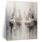 Grey & Beige Abstract Cityscape Painting On Canvas PS0830