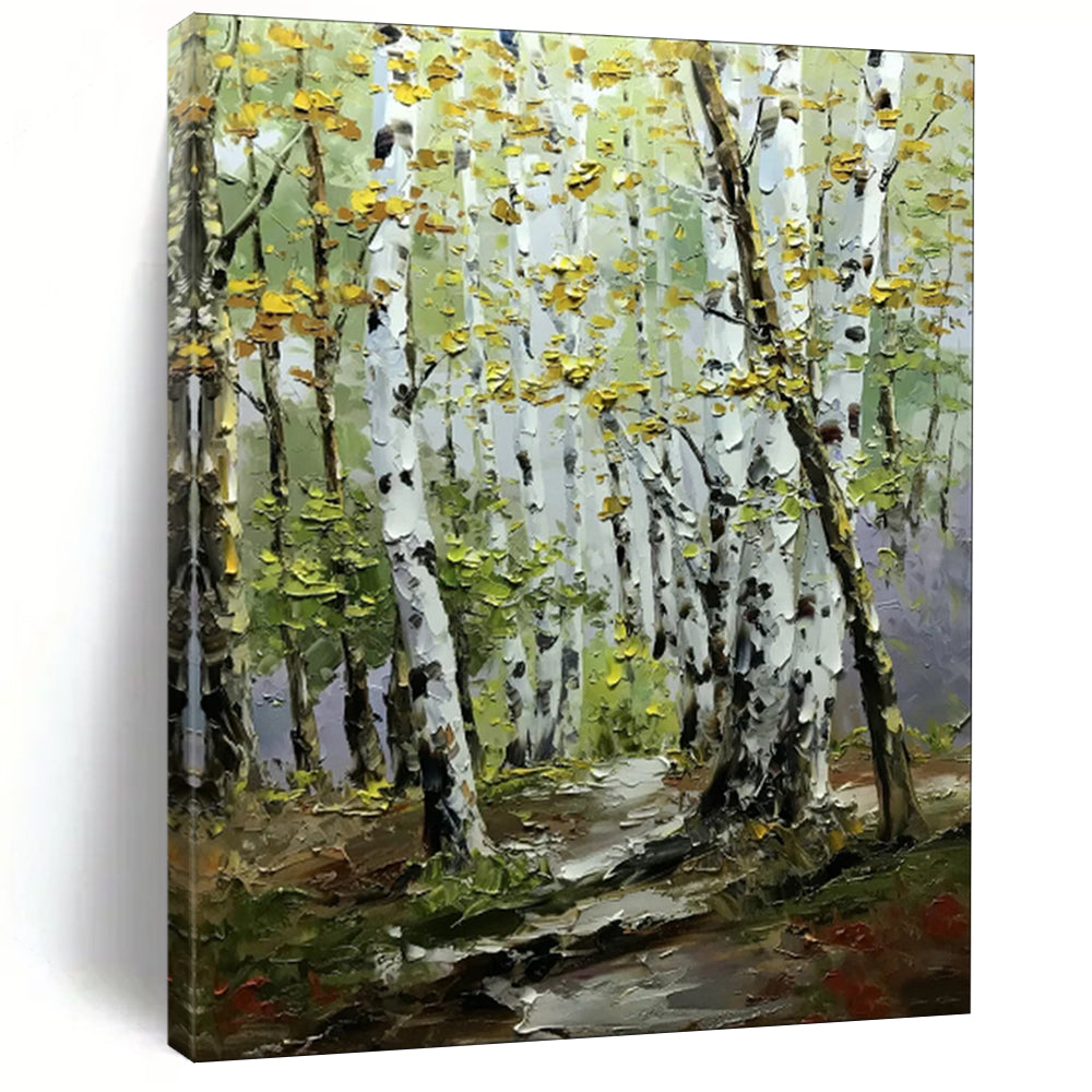 Colorful Birch Forest, Impressionistic Style, Oil Painting On Canvas PT2093