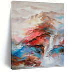 “Colorful Mountain Waterfall” - Abstract Landscape Painting On Canvas PT2346