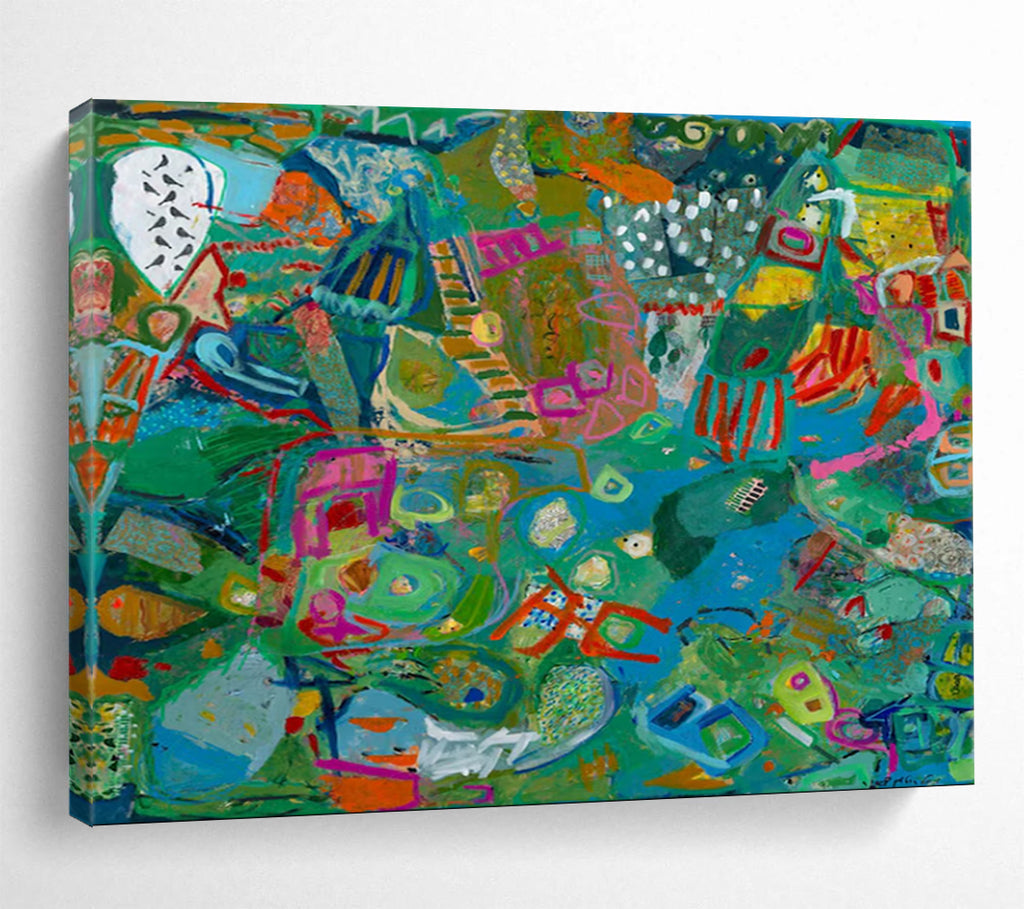 “Vibrant Abstract Mosaic” - Colorful Collage - Style Painting On Canvas PT235