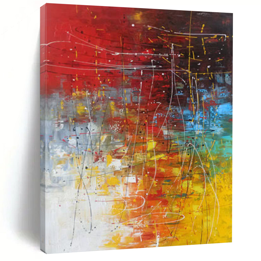 “Vibrant Abstract Chaos” - Bold Colors & Dynamic Lines Painting On Canvas DS254