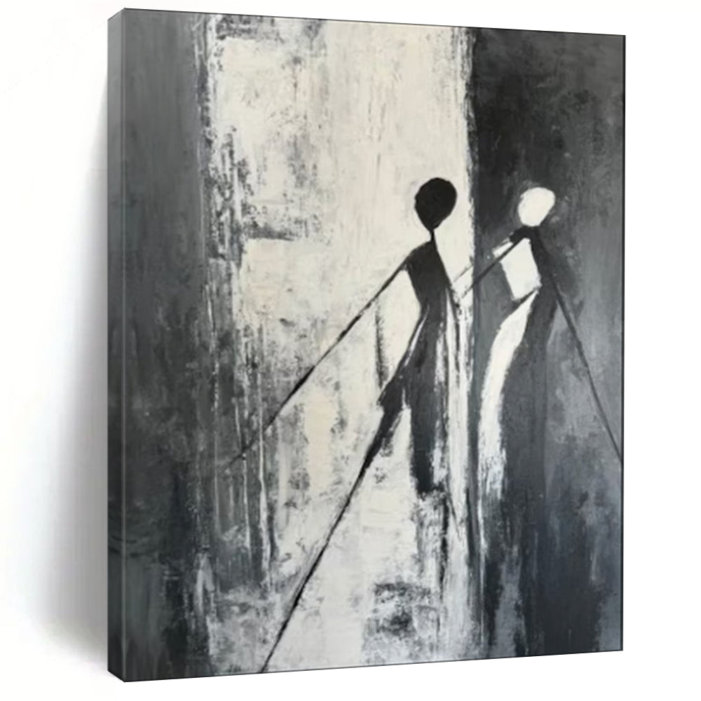 “Silhouettes in Black and White” - Minimalist Abstract Painting On Canvas PT1996