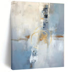Blue, White, Gold with Abstract Forms "Golden Abstraction" Abstract Painting On Canvas PS1333
