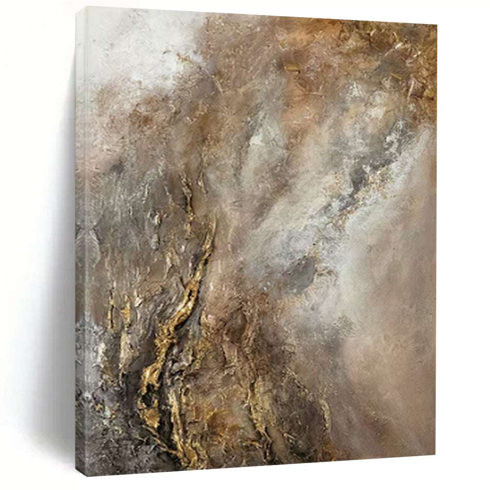 “Gray and Gold Abstract” - Textured Abstract Painting On Canvas PT2247