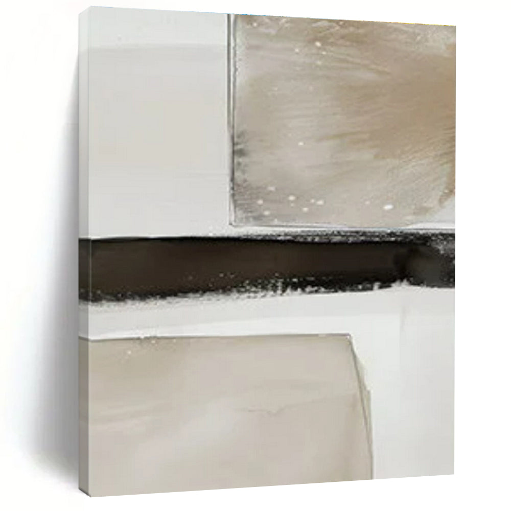 White with Textured Lines "Tactile Calm" Abstract Painting On Canvas PS1478