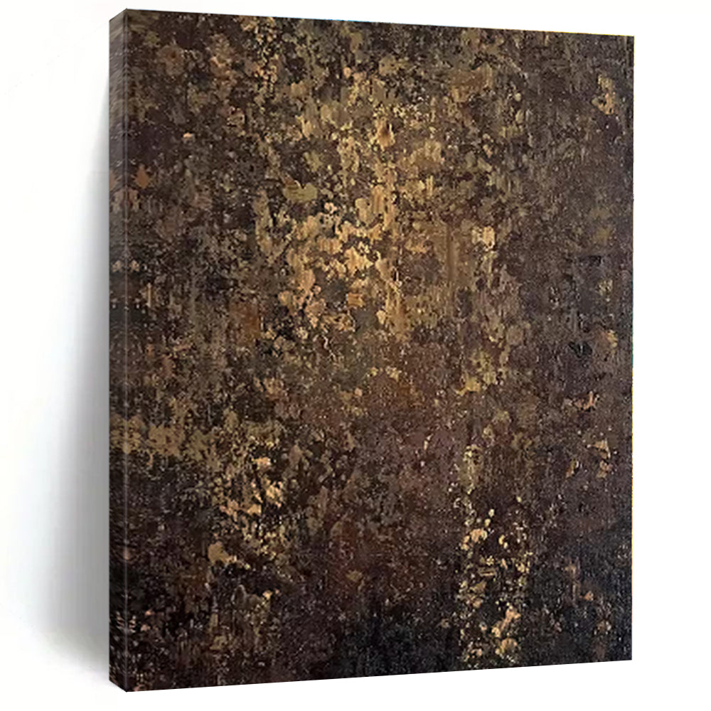 “Brown - Gold Textured Abstract” - Brown, Gold Textured Abstract Painting On Canvas PS0448