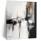 White - Black - Brown Abstract Structure, In the Style of Barnett Newman, Painting On Canvas PT2087
