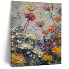 Pastel Floral Impasto, Post - Impressionistic, Painting On Canvas PT2142